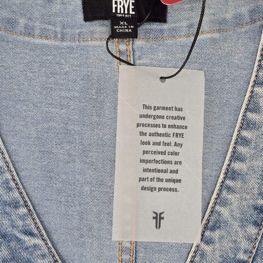 NWT Frye Light Wash Denim Mini Dress Sleeveless V-Neck Button Front Size XL - Picture 6 of 10